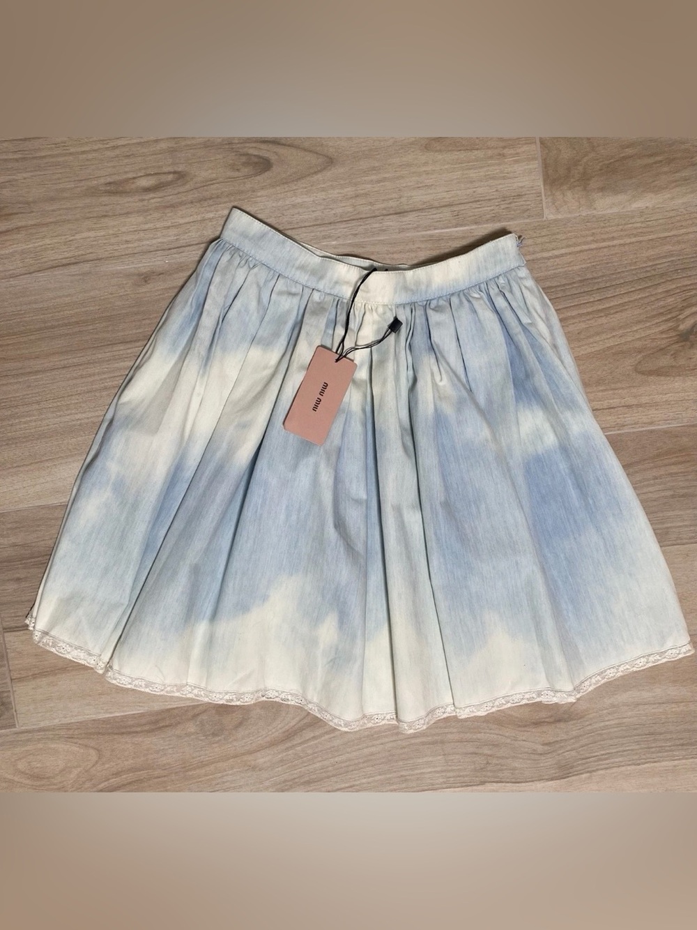 New Miu Miu Gonna Denim Leggero Skirt Women’s XS in Celeste